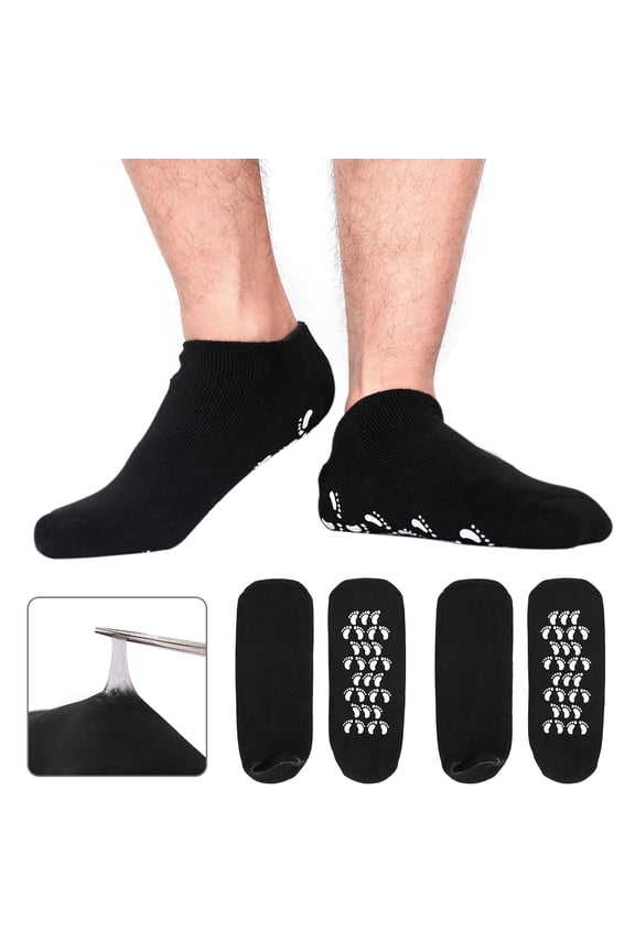 2 Pair Health socks Moisturizing Gel Spa Socks Whitening Exfoliating Soften Cuticles Oil Socks Repair Dry Cracked Skin (Black)
