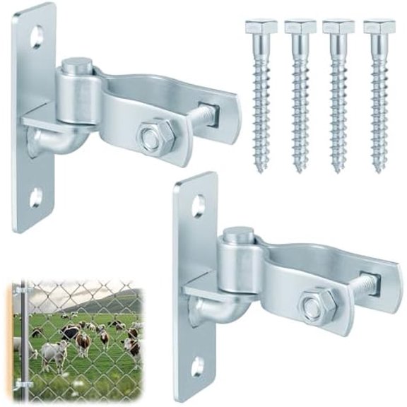2 Pair Heavy Duty Gate Hinges, 1-3/8'' Wall Mount Gate Hinge, Metal Chain Link Fence Outdoor Hinge (Screws Included)