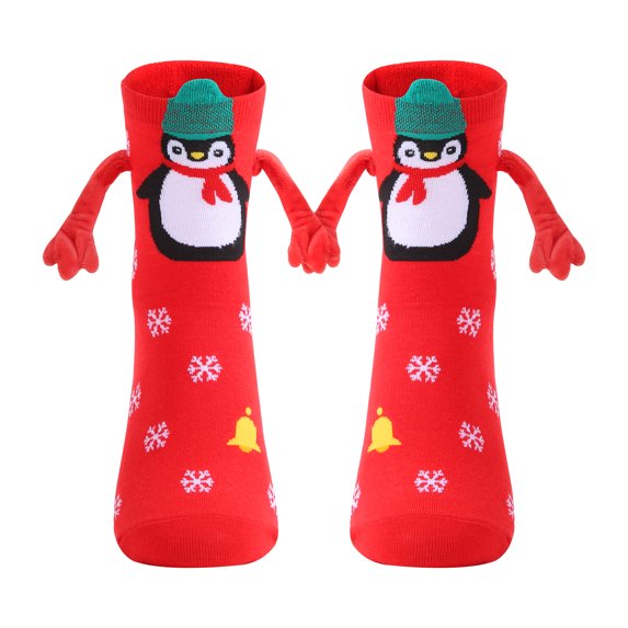 2 Pair Holding Hands Socks Christmas Socks Funny Magnetic Suction 3D Doll Couple Socks Unisex Couple Socks