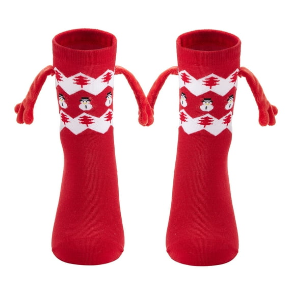 2 Pair Holding Hands Socks Christmas Socks Funny Magnetic Suction 3D Doll Couple Socks Unisex Couple Socks