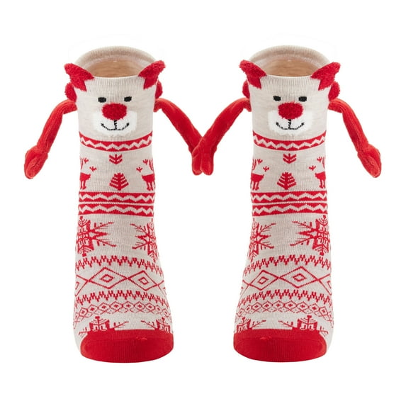 2 Pair Holding Hands Socks Christmas Socks Funny Magnetic Suction 3D Doll Couple Socks Unisex Couple Socks