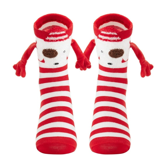 2 Pair Holding Hands Socks Christmas Socks Funny Magnetic Suction 3D Doll Couple Socks Unisex Couple Socks