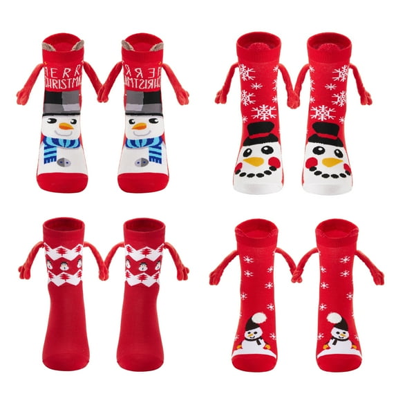2 Pair Holding Hands Socks Christmas Socks Funny Magnetic Suction 3D Doll Couple Socks Unisex Couple Socks