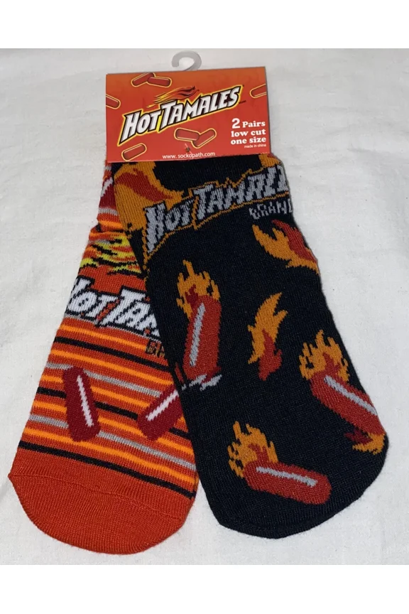 2 Pair Hot Tamales Adult Unisex Novelty Crew Socks Size One Size