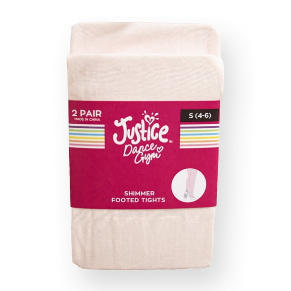 Justice Shimmer Footed Ballet Tights for Girls, Sizes 2-16, 2 Pairs