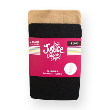 Justice Shimmer Footed Ballet Tights for Girls, Sizes 2-16, 2 Pairs