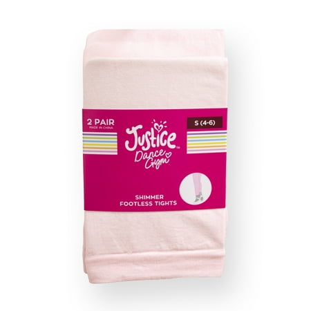 Justice Shimmer Footless Tights for Girls, Sizes 2-16, 2 Pairs