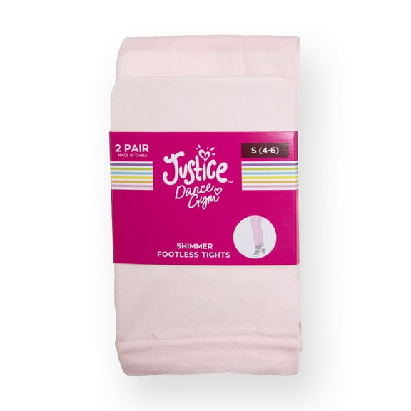 Justice Shimmer Footless Tights for Girls, Sizes 2-16, 2 Pairs