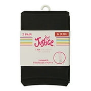 2 Pair Justice Shimmer Footless Tights