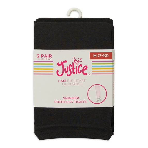 2 Pair Justice Shimmer Footless Tights