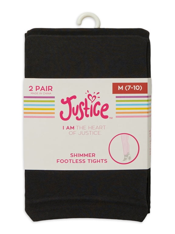 2 Pair Justice Shimmer Footless Tights