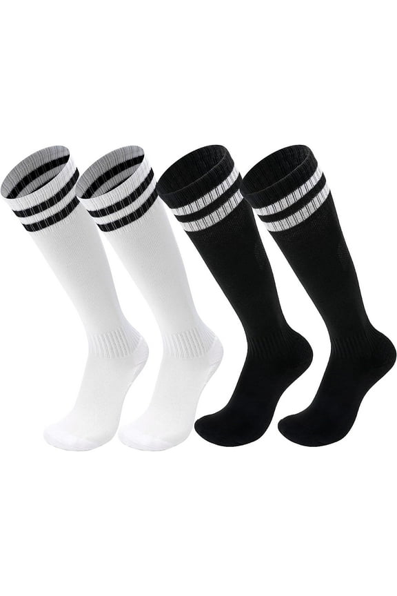 2 Pair Kids Football Socks for 5-12 Years Old Breathable Sports Training Soccer Socks Girls and Boys