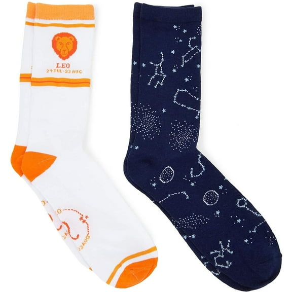 2-Pair Leo Zodiac Sign Crew Socks Casual Socks Unisex Womens & Mens, One Size