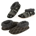 thumbnail image 1 of 2-Pair Men's Slipper Socks Non-Slip Gripper Soles, Soft Fluffy Sherpa Winter House Shoes Indoor, Knit Bedroom Comfy Fuzzy Socks, Warm Cozy Gifts for Dad Grandpa Boyfriend, Size 12-13, 1 of 5