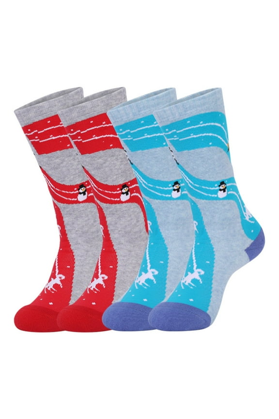 2 Pair Merino Wool Ski Socks Kids, Knee-high Warm Thermal Snowboard Skating Socks for Boys Girls Toddler