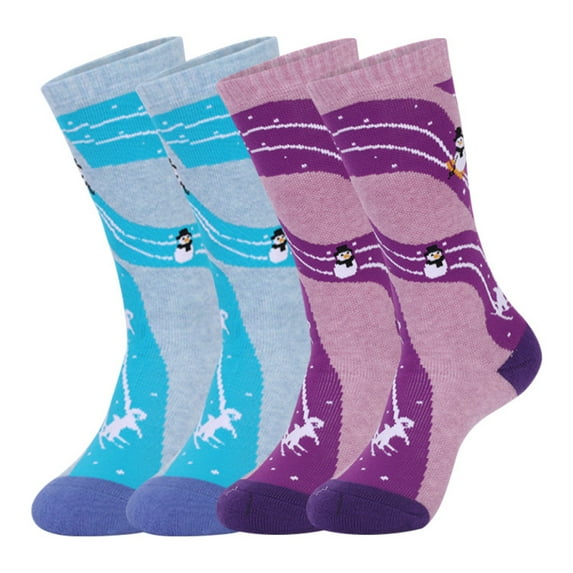 2 Pair Merino Wool Ski Socks Kids, Knee-high Warm Thermal Snowboard Skating Socks for Boys Girls Toddler