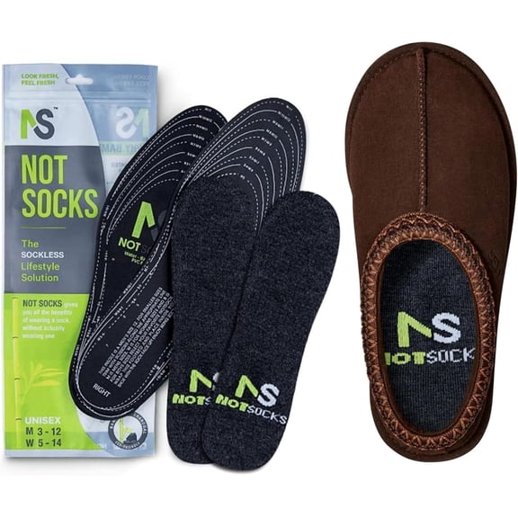 NotSocks Insole Covers for Flats with Bamboo Charcoal Odor Control, Smoke Black, 2-Pack