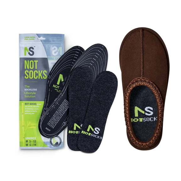 NotSocks Thin Shoe Insoles for Men & Women – Bamboo Charcoal Odor Control (2-Pack, Adult Black)