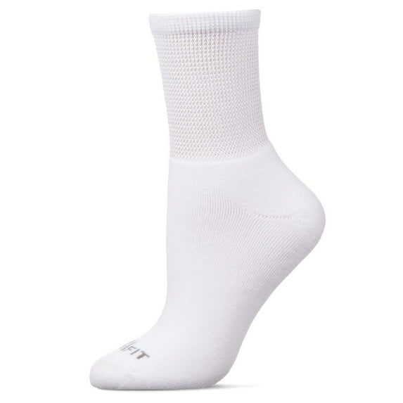 Wellfit 2 Pair Pack Diabetic Full Cushioned Quarter Socks, 10-13, White-White