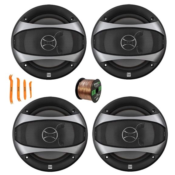 2 Pair (Qty 4) of Dual Electronics D65SP 6.5" 100 Watt Max Power 2-Way Car Audio Speakers with Wire, Removal Tool