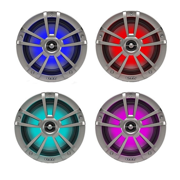2 Pair (Qty 4) of Infinity Reference 6.5" 225 Watt Waterproof Marine LED Speakers (Titanium, Bulk Packaging)