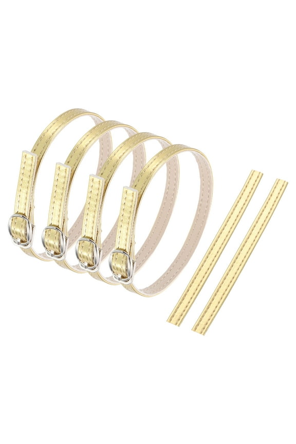 2 Pair Replacement Ankle Strap for Heels Detachable High Heels Shoe Straps Adjustable PU Leather Shoe Bands for Loose Shoe Slippers Sandals Anti-Loose, Bright Gold