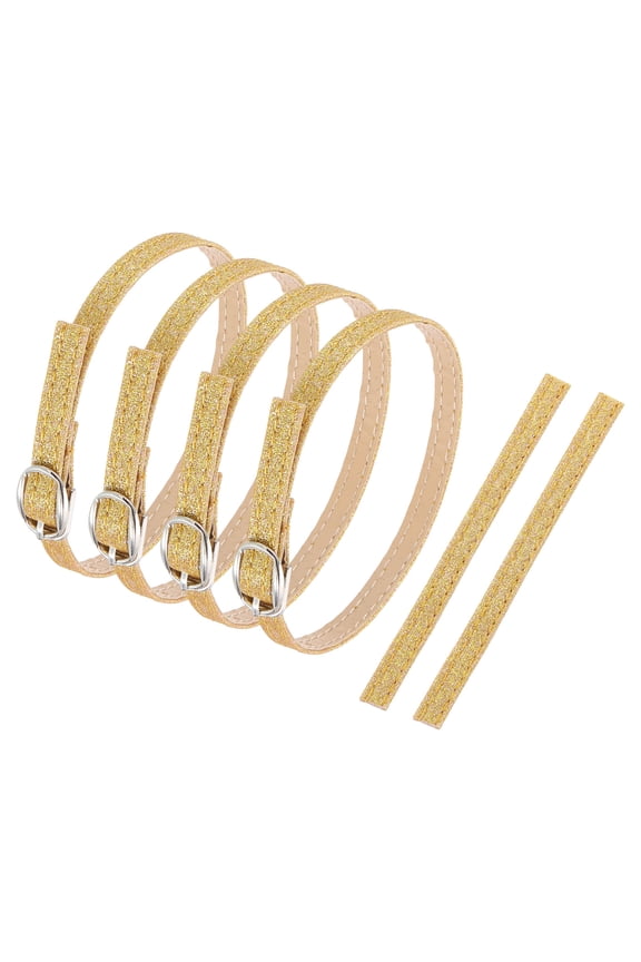 2 Pair Replacement Ankle Strap for Heels Detachable High Heels Shoe Straps Adjustable PU Leather Shoe Band, Gold