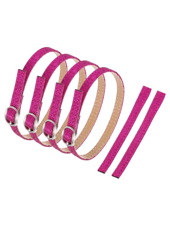 2 Pair Replacement Ankle Strap for Heels Leather Shoe Bands, Frosted Flash Purple