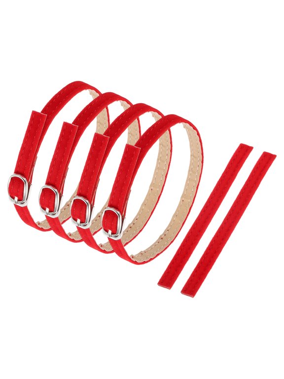 2 Pair Replacement Ankle Strap for Heels Leather Shoe Bands, Matte Red