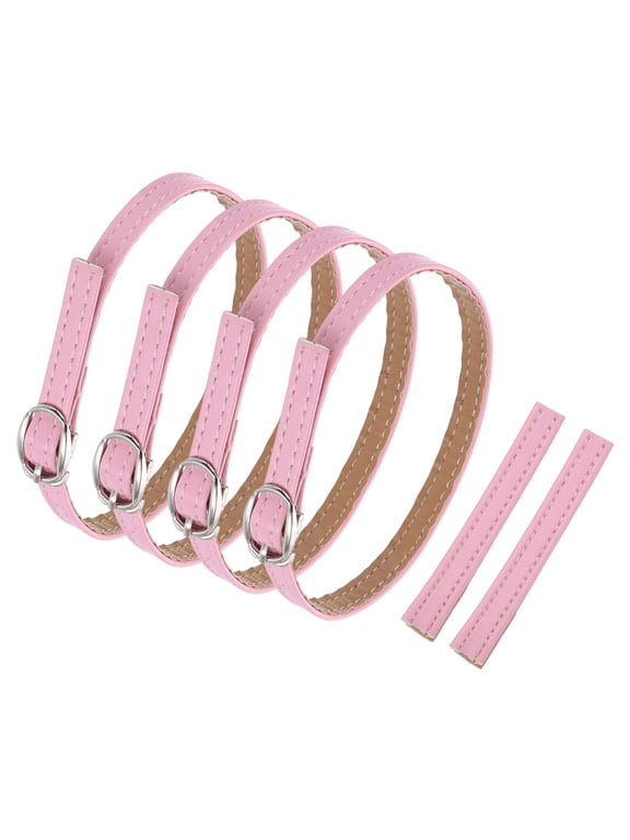 2 Pair Replacement Ankle Straps for Heels Leather Shoe Band, Frosted Pink