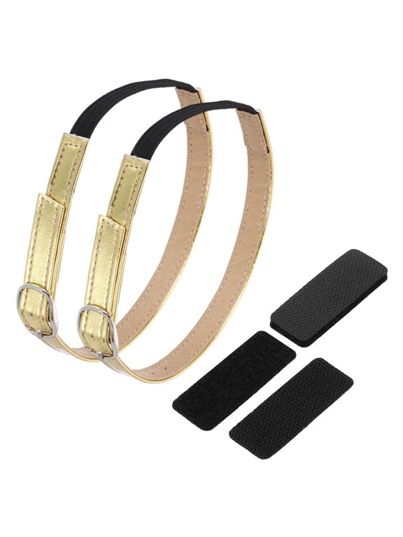 2 Pair Replacement Ankle Straps for Heels Leather Shoe Bands, Leather Gold
