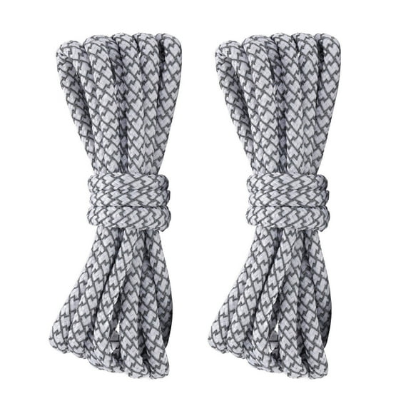 2 Pair Round Reflective Rope Shoelaces Replacement Boot laces for Sneakers Boots