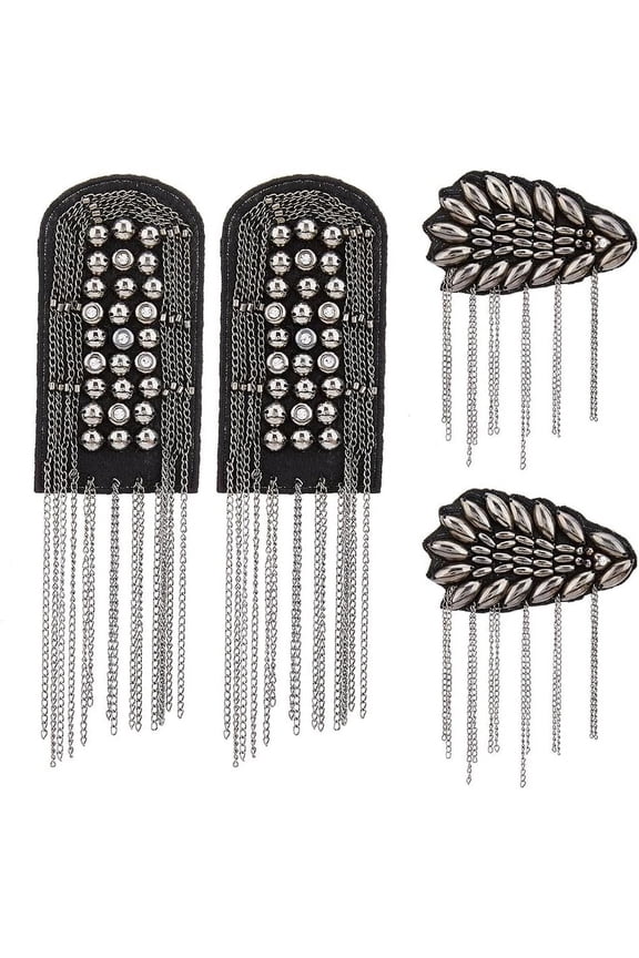 2 Pair Shoulder Epaulet with Tassel Detachable Punk Style Tassel Epaulette Pin Badge Shoulder Insignia with Felt