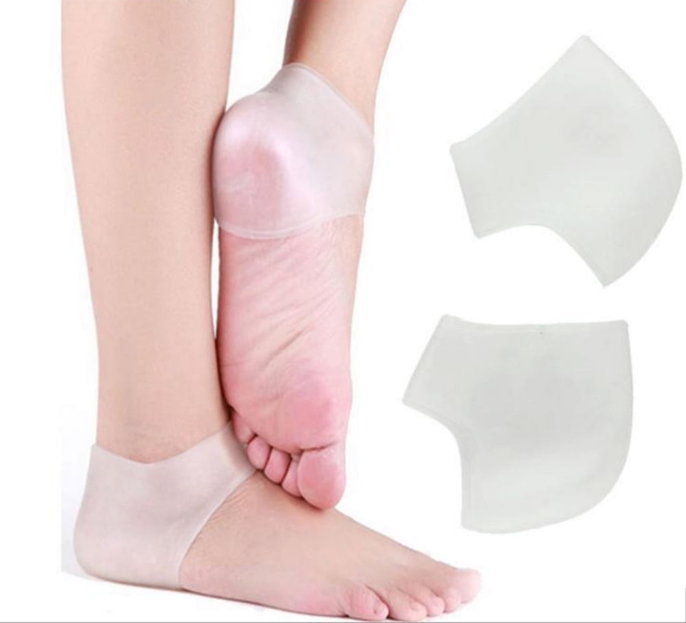 2-Pair Silicone Gel Heel Socks in Beige & White – Ultimate
