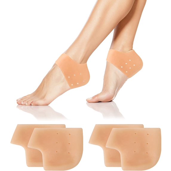 2 Pair Silicone Heel Protector, Strong and Breathable Heel Protectors, Heel Cups for Fast Heel Pain Relief, Plantar Fasciitis Support, Blister, Spur Relief for Men and Women