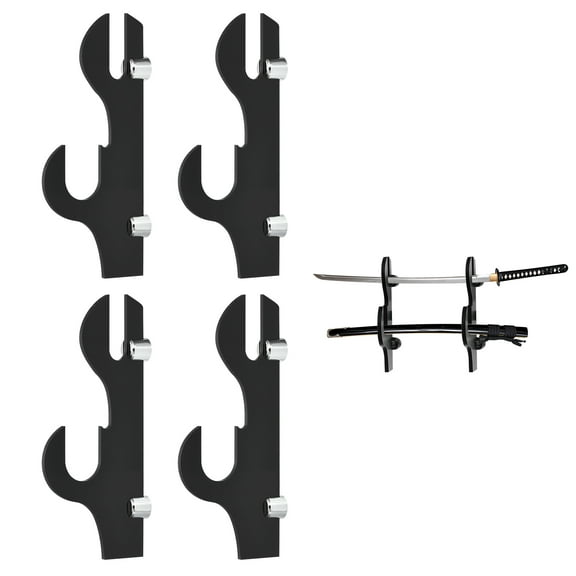 2 Pair Sword Holder Wall Mount, Acrylic Sword Display Stand Light Saber Storage Rack for Home Decor, Black