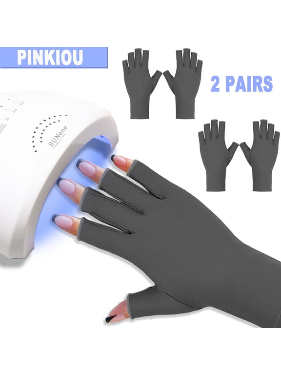 2 Pair UV Gloves for Gel Nail lamp,Anti UV Gloves for Nails,Sun Gloves for Women UV protection with UPF 50+ protection,Nail Art Supplies(Black)