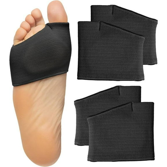 2 Pair Unisex Fabric Silicone Metatarsal Pads, Toe Separation Pads, Foot Insoles, Anti Friction Front Socks, Foot Care Tools (large,small) Black Aid Footwear Bedroom Shoe