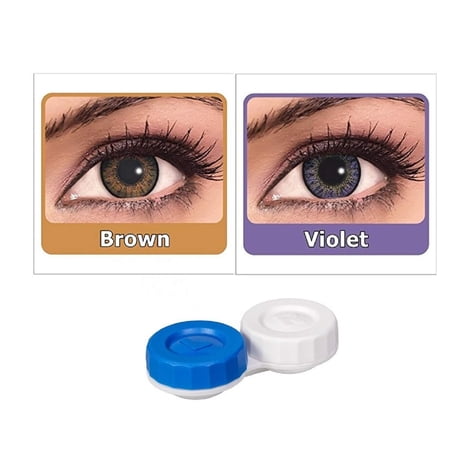 2 Pair Voilet, Brown 0 Power Monthly Contact Lens with Lens Storage Box