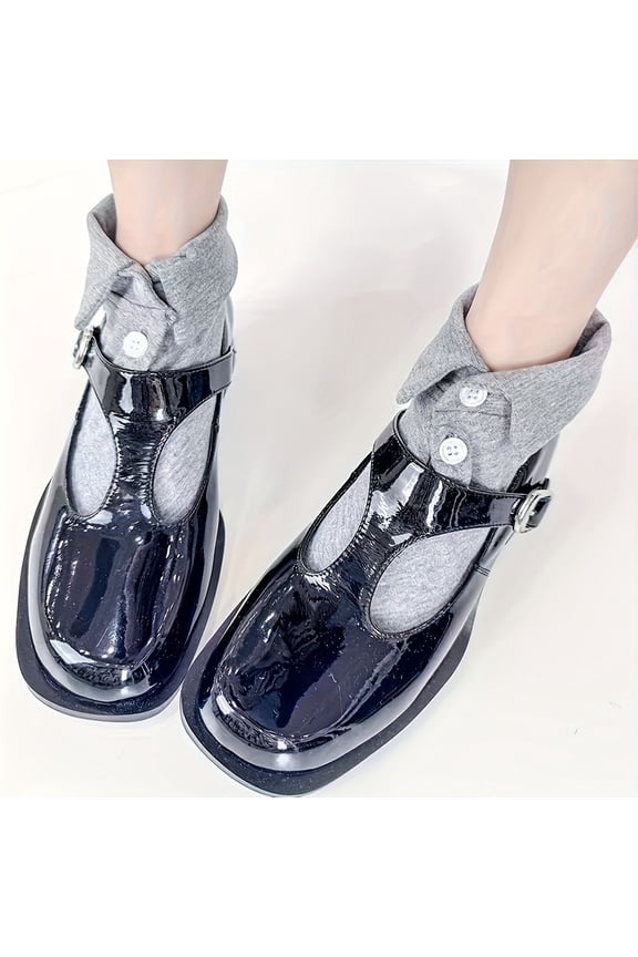 2 Pair Women's COtton Collar Button Socks - Cute Short Crew, Long Collar Girly Style, Spring Summer Daily Wear