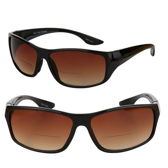 2 Pair of "The Driver" Polarized Bifocal Sunglasses Featuring High Definition - Black/Black - 1.50