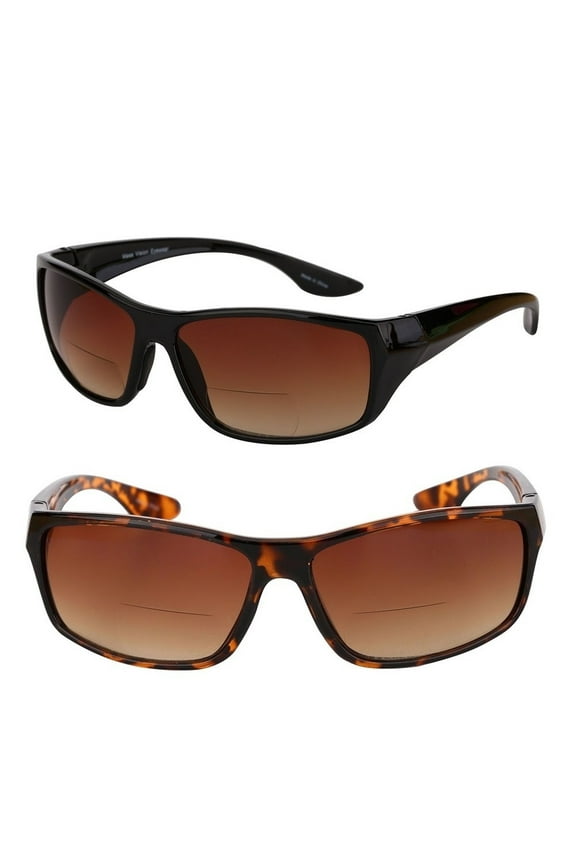 2 Pair of "The Driver" Polarized Bifocal Sunglasses Featuring High Definition - Black/Tortoise - 3.00