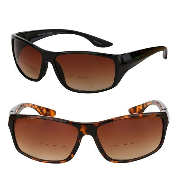 2 Pair of "The Driver" Polarized Bifocal Sunglasses Featuring High Definition - Black/Tortoise - 3.00