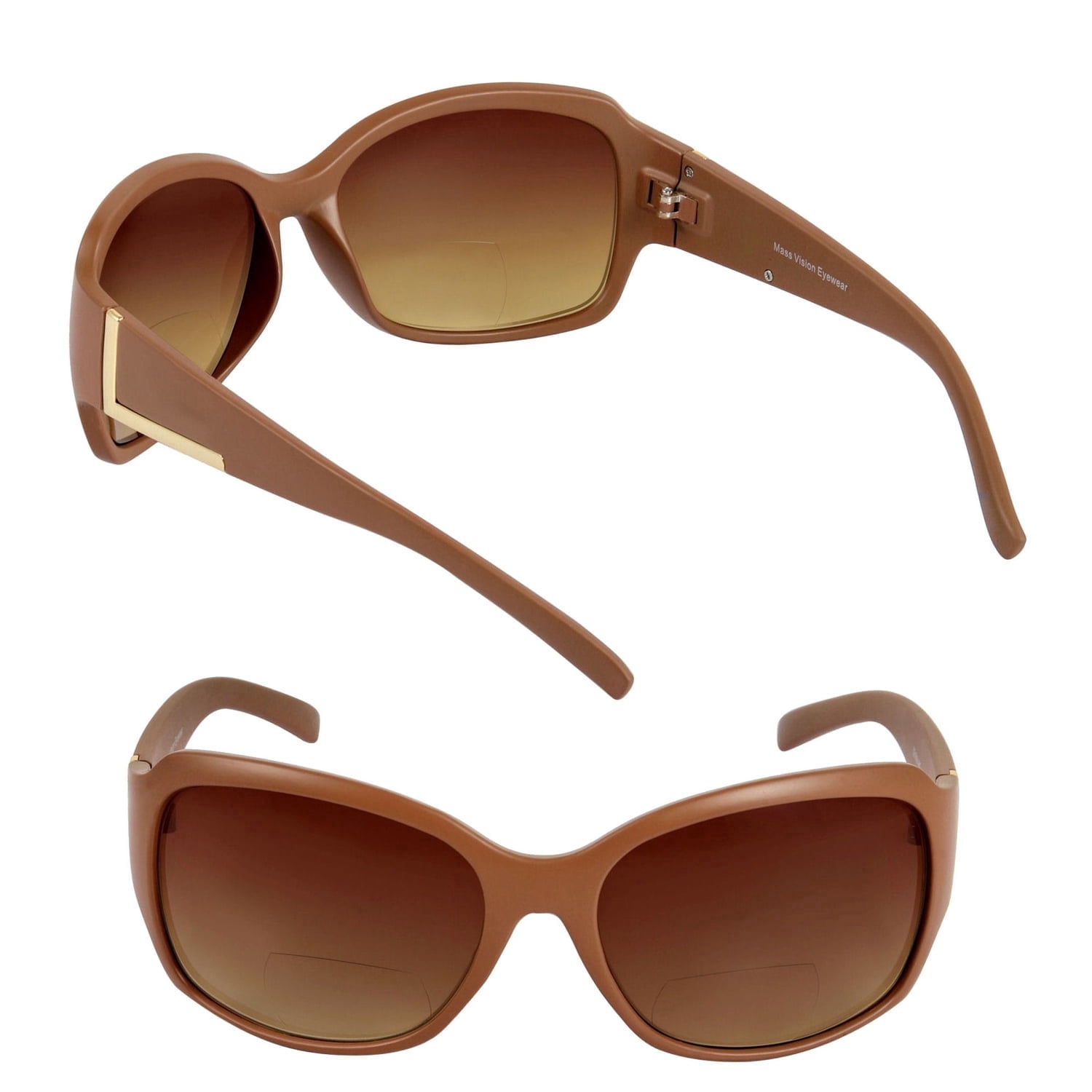 2 Pair of "The Fashionista" Womens Designer Bifocal Sunglasses - Outdoor Reading Glasses - Brown/Brown - 2.25