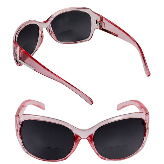 Pair of "The Fashionista" Womens Designer Bifocal Sunglasses - Outdoor Reading Glasses - Glacier Pink/Glacier Pink - 2.50