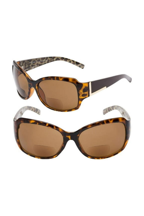 2 Pair of "The Fashionista" Womens Designer Bifocal Sunglasses - Outdoor Reading Glasses - Tortoise/Tortoise - 1.00