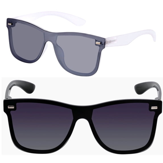 2 Pair of "The Omni" Lightweight Polarized Sunglasses for Men and Women, Gradient Lenses and Spring Hinges - Jet/Crystal Slate