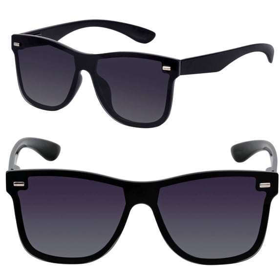 2 Pair of "The Omni" Lightweight Polarized Sunglasses for Men and Women, Gradient Lenses and Spring Hinges - Jet