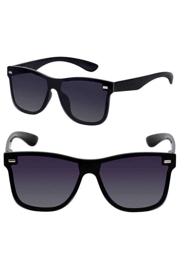 2 Pair of "The Omni" Lightweight Polarized Sunglasses for Men and Women, Gradient Lenses and Spring Hinges - Jet