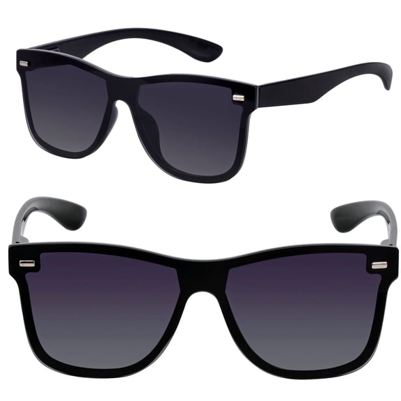2 Pair of "The Omni" Lightweight Polarized Sunglasses for Men and Women, Gradient Lenses and Spring Hinges - Jet